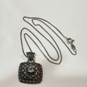 925 Sterling Silver Square Pendant Necklace